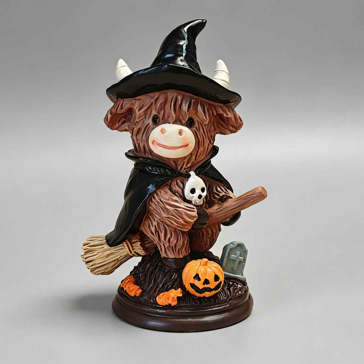 🎃🐮 Halloween Sale 50% OFF🔥 Magic Witch Highland Cow Resin Ornament