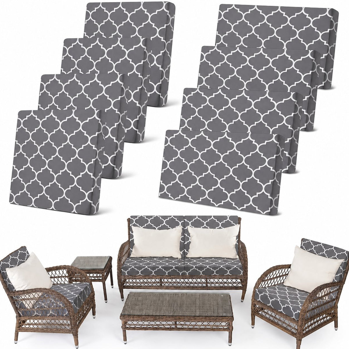 🔥70% OFF TODAY🔥 Outdoor Patio Sofa Cushion Covers 🛋️☀️ Stretch Seat Covers for Patio Chairs, Sofa & Garden Furniture
