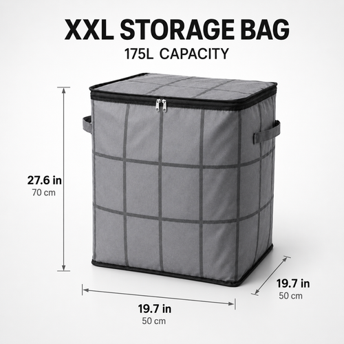 175L XXL Collapsible Storage Bag with Reinforced Handles